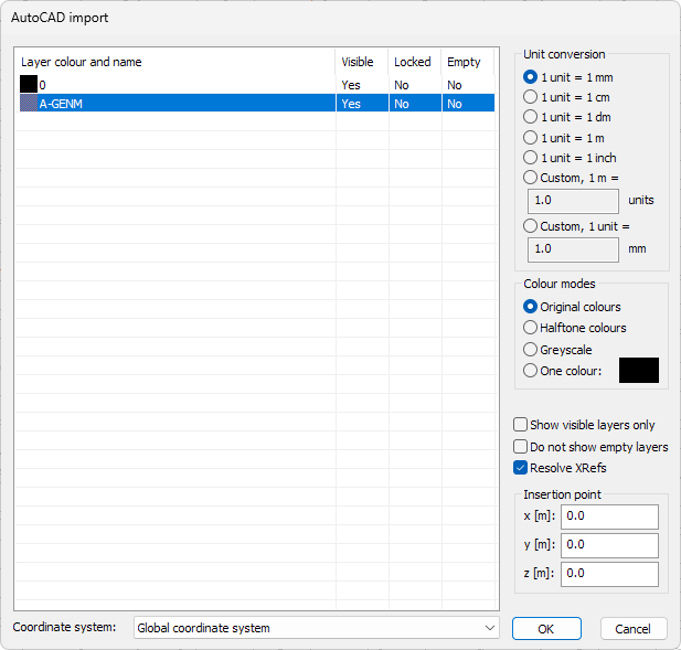 Import parameters