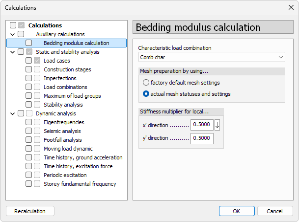 Bedding modulus calculation