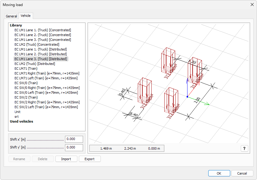 Default settings dialogue Vehicle tab
