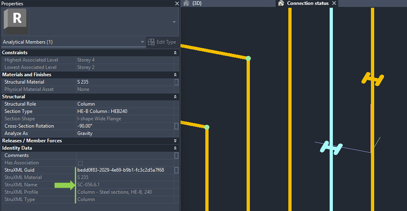 Identity data in Revit after importing StruXML