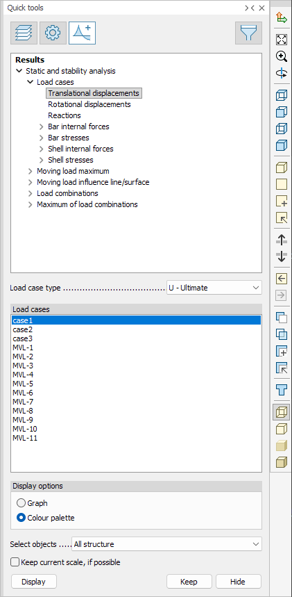 Results tab in Quick tools