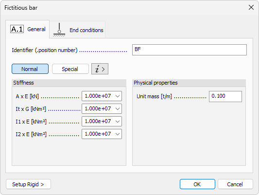 Fictitious bar default settings general tab Normal