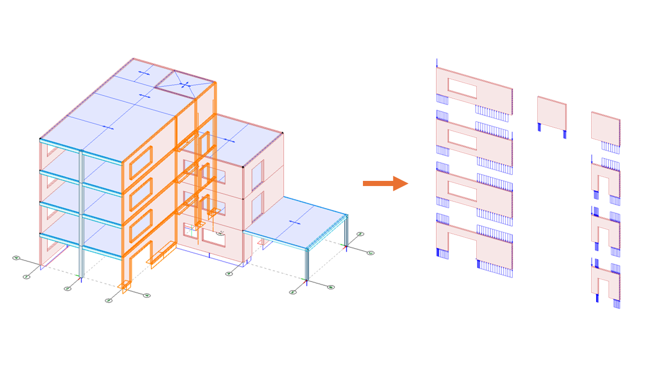 Wall elements results along edges