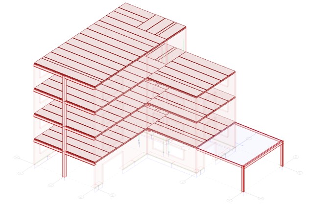 Model with slabs, bars and point supports, which aren't supported by the New optimized plastic redistribution