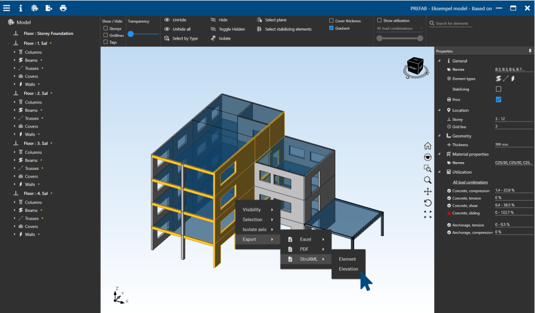 Applying the new export function for a full elevation