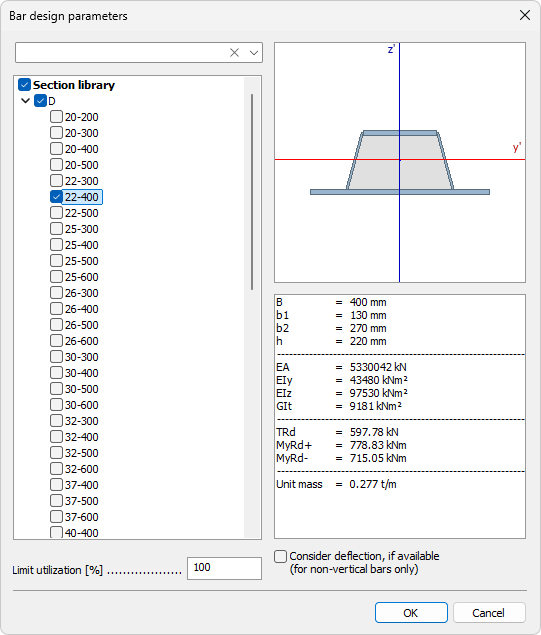 Bar design parameters for Deltabeam