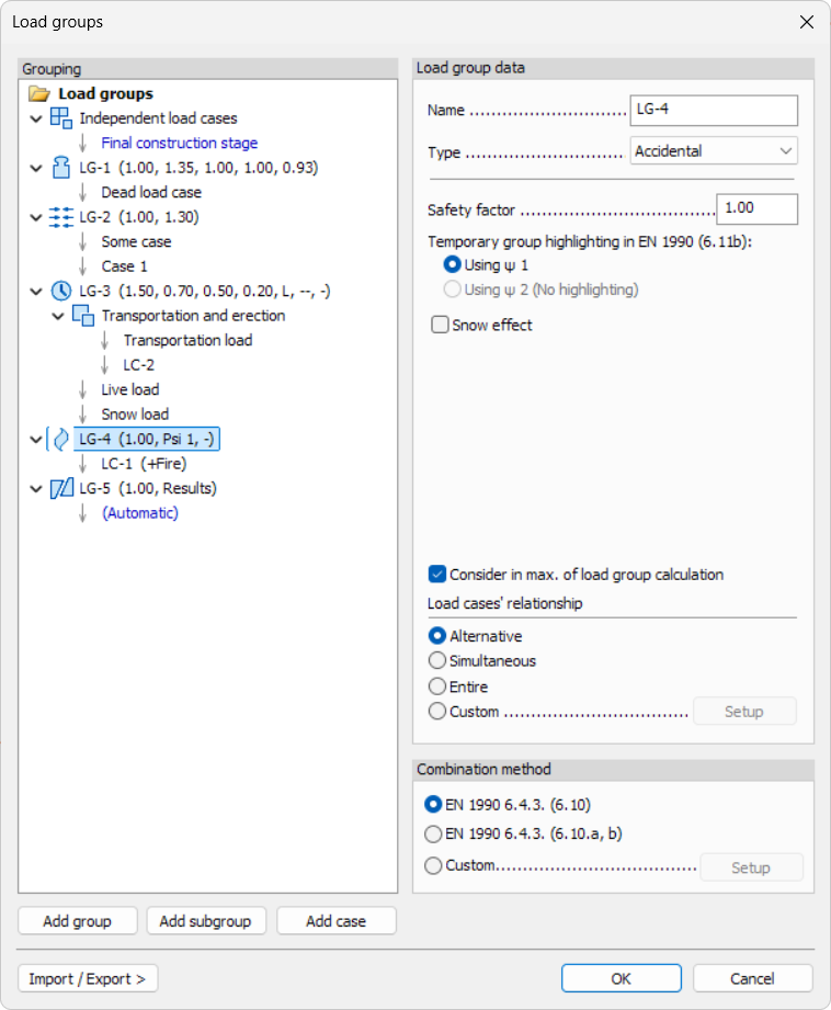 Accidental load group