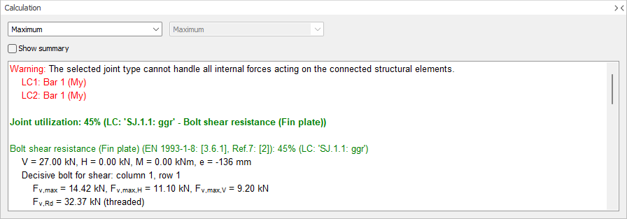 Steel joint mode calculation section