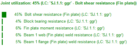 Steel joint mode calculation section with summary