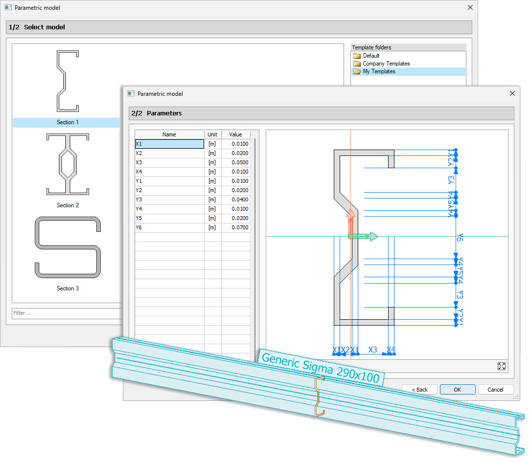 Cross-section storage