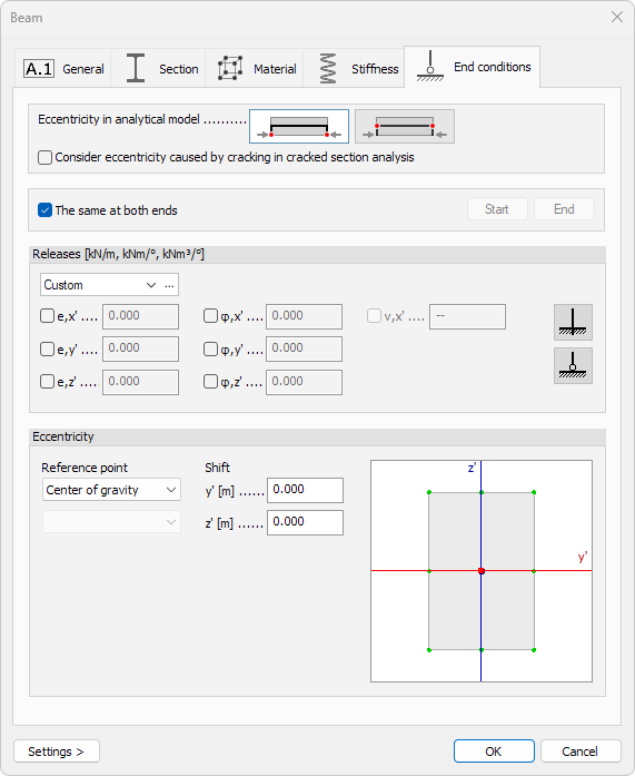 Bar End Conditions dialogue