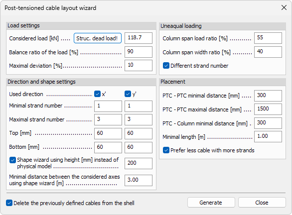 Layout wizard dialogue